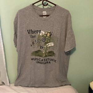 3/$15 Muscatatuck Indiana Army Gildan Gray Tee Size XL